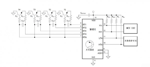 遠端測溫芯片M401替換TMP423，支持多芯片組網，遠端測溫點超過5路