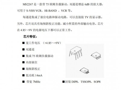 視頻驅動放大器MS2267 雙通道增益6dB的放大器