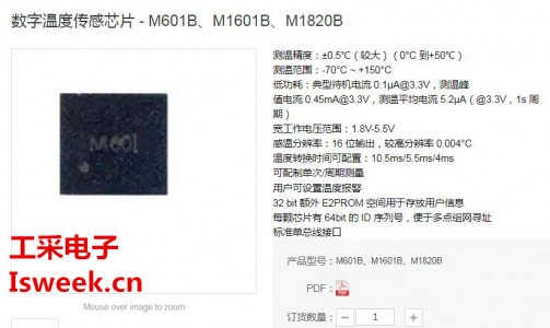 國產(chǎn)超低功耗、±0.5℃精度的數(shù)字溫度傳感芯片 - M601B