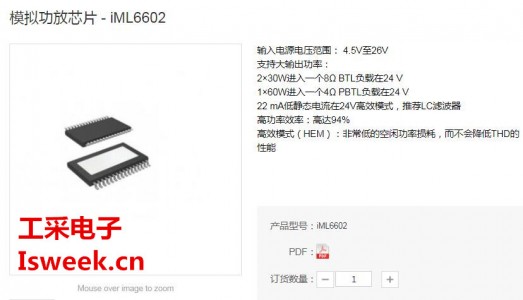 國產D類音頻功率放大器IML6602Pin?to?Pin可替代TPA3130