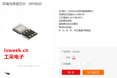 數字RGBW-IR彩色傳感器是一種基于顏色的光到數字轉換器