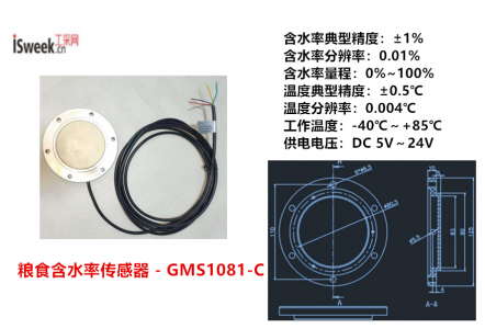 一款電容型高頻介電常數(shù)測量、非接觸式感知的糧食含水率傳感器-GMS1081-C